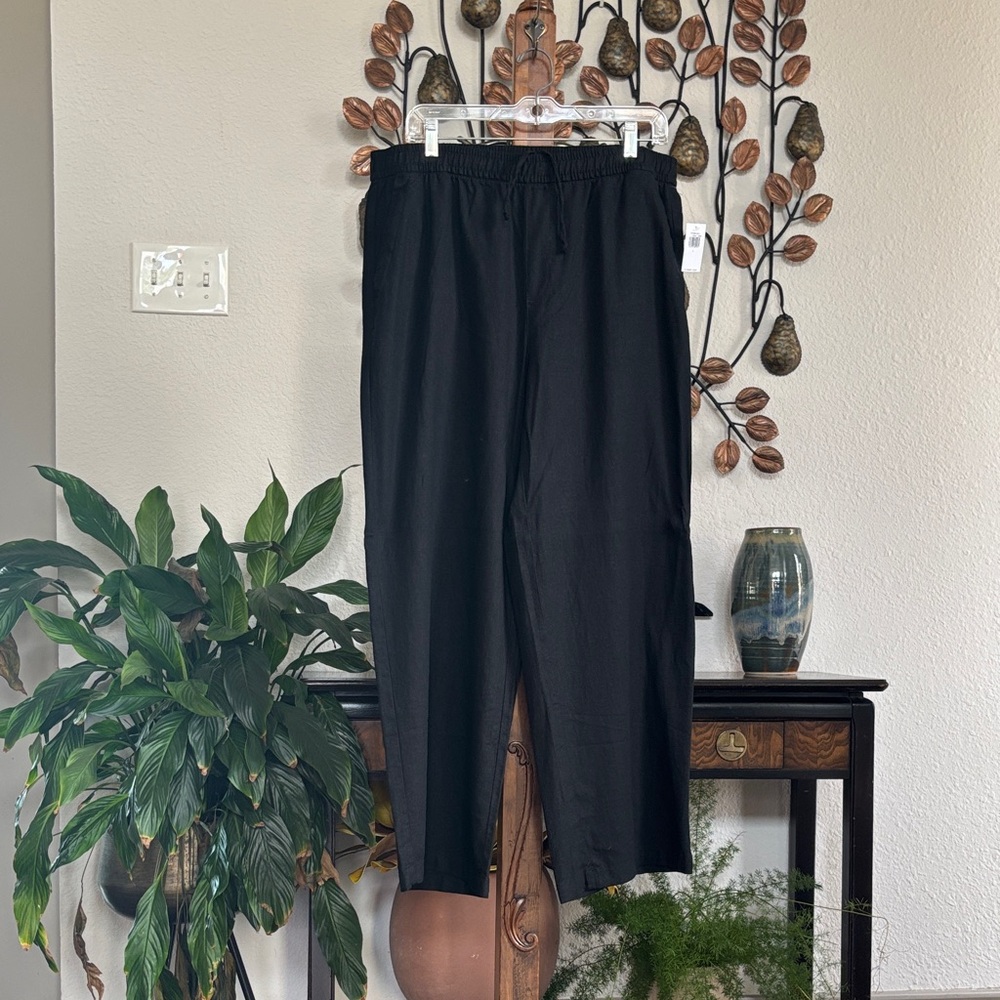 NWT Old Navy Linen Wide-Leg Women's Pants. Black, size Large
